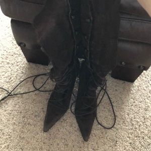 ALDO women's suede boots with real rabbit fur in.